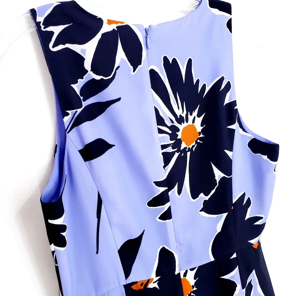 Nwot J.Crew Blue/Black  Floral Sleeveless A-Line Dress